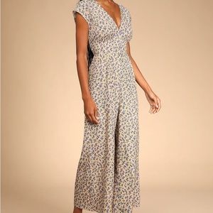 Blooming In Mind Yellow Floral Print Wide-Leg Jumpsuit